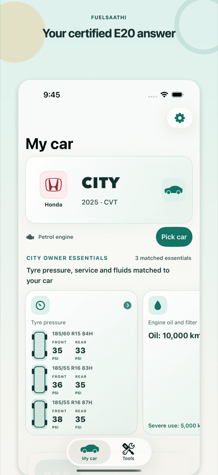 FuelSaathi owner essentials screen